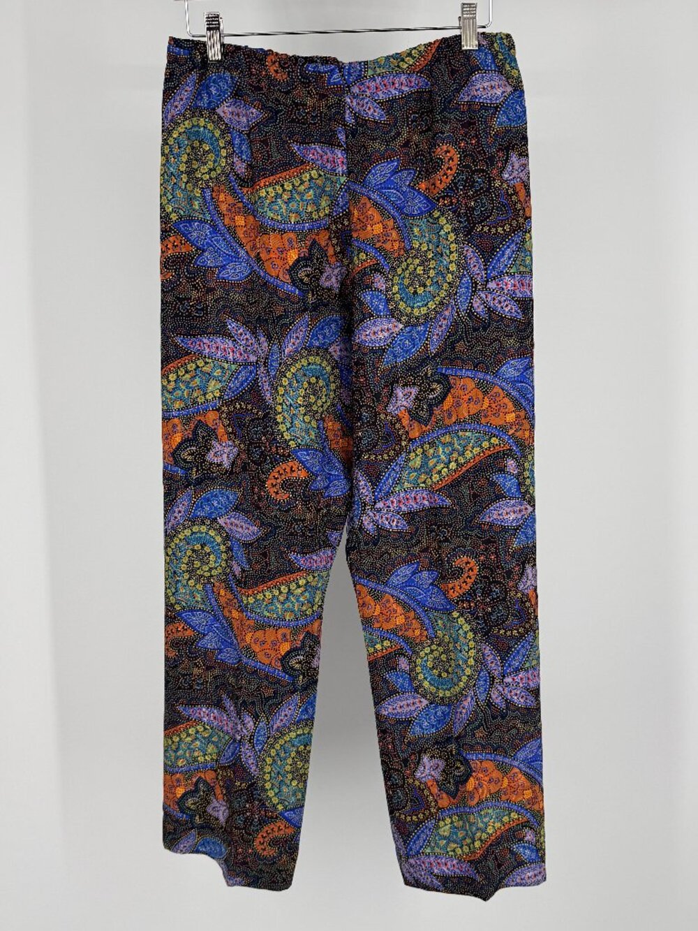 Vintage 70s Paisley Floral Print High Waisted Flowy Elastic Pants S/M
